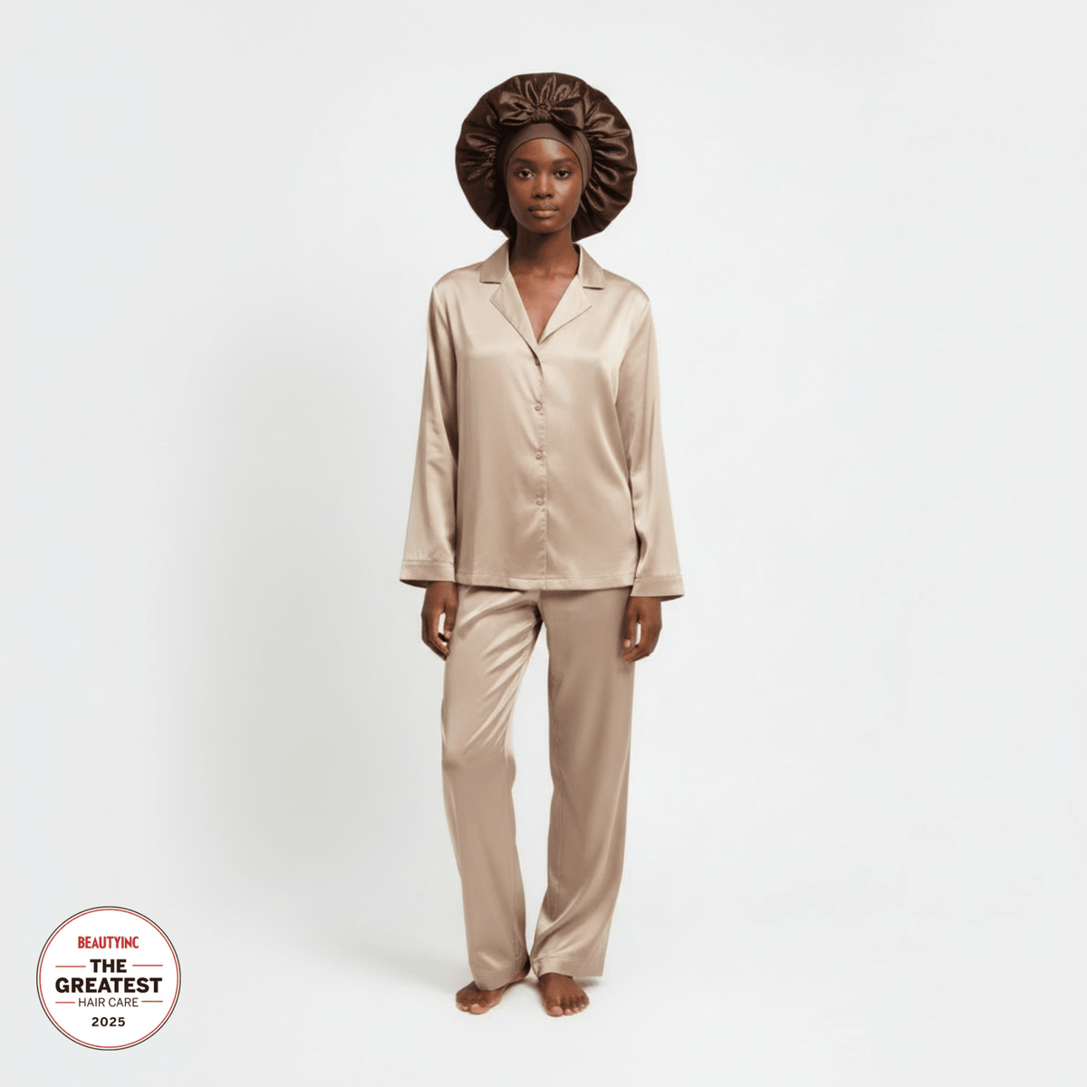 Large Silk Bonnet - Brown - THE SILK BONNET®